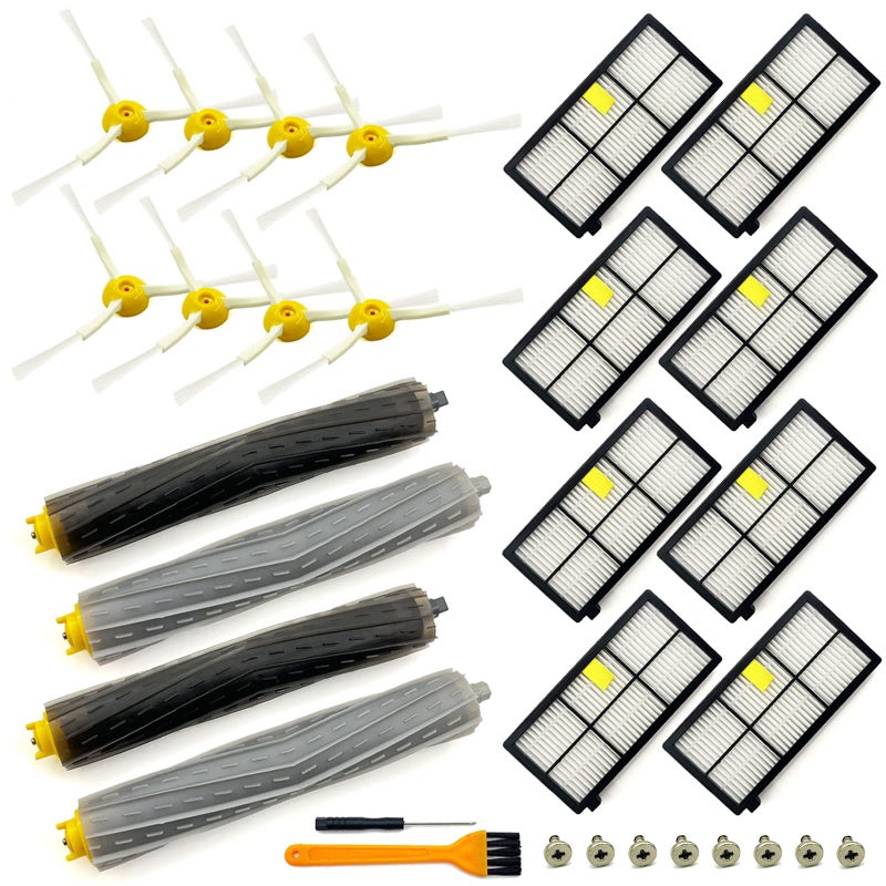Tivcroxs 18 Pack Replacement Parts Compatible with iRobot Roomba 800 900 Series 805 850 860 861 864 866 870 871 880 890 891 960 980 981 985 961 Vacuum Accessories2 Set Roller Brushes8 Filters8 Side Brushes 