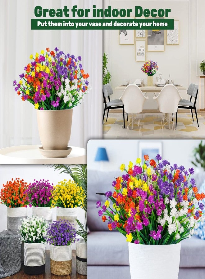 Lnoicy 20pcs Artificial Fake Flowers,Plastic Flowers for Outdoor Decoration, UV Resistant Faux Flowers Shrubs, Artificial Plants for Indoor Outside Garden Home Wedding Farmhouse（5 Color） - Image 5