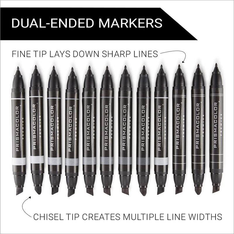 Prismacolor Premier Dual-Ended Art Markers Set - 12 Cool Grey Tones - Image 2