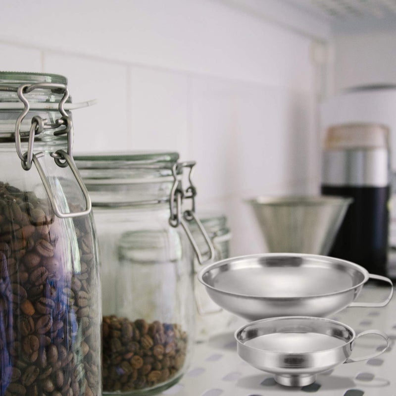 Shappy 5 Pieces Stainless Steel Funnels Set Canning Funnel Fine Mesh Strainer Mesh Filter Compatible with Wide and Regular Narrow Mouth Mason Jar - Image 4