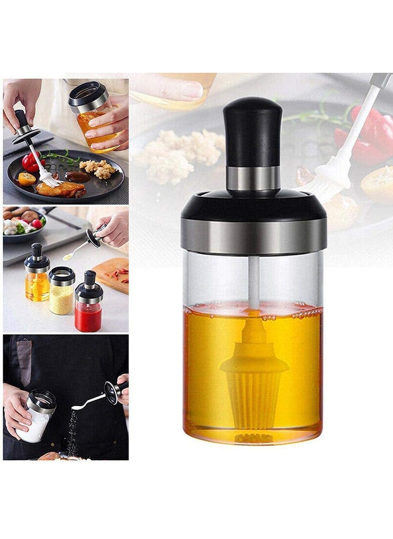 SGMSC SGMSC Borosilicate Glass Food Storage Container Jar with Brush for Ghee Butter and BBQ Tools Grilling Cooking Oil Spreader  - Image 3