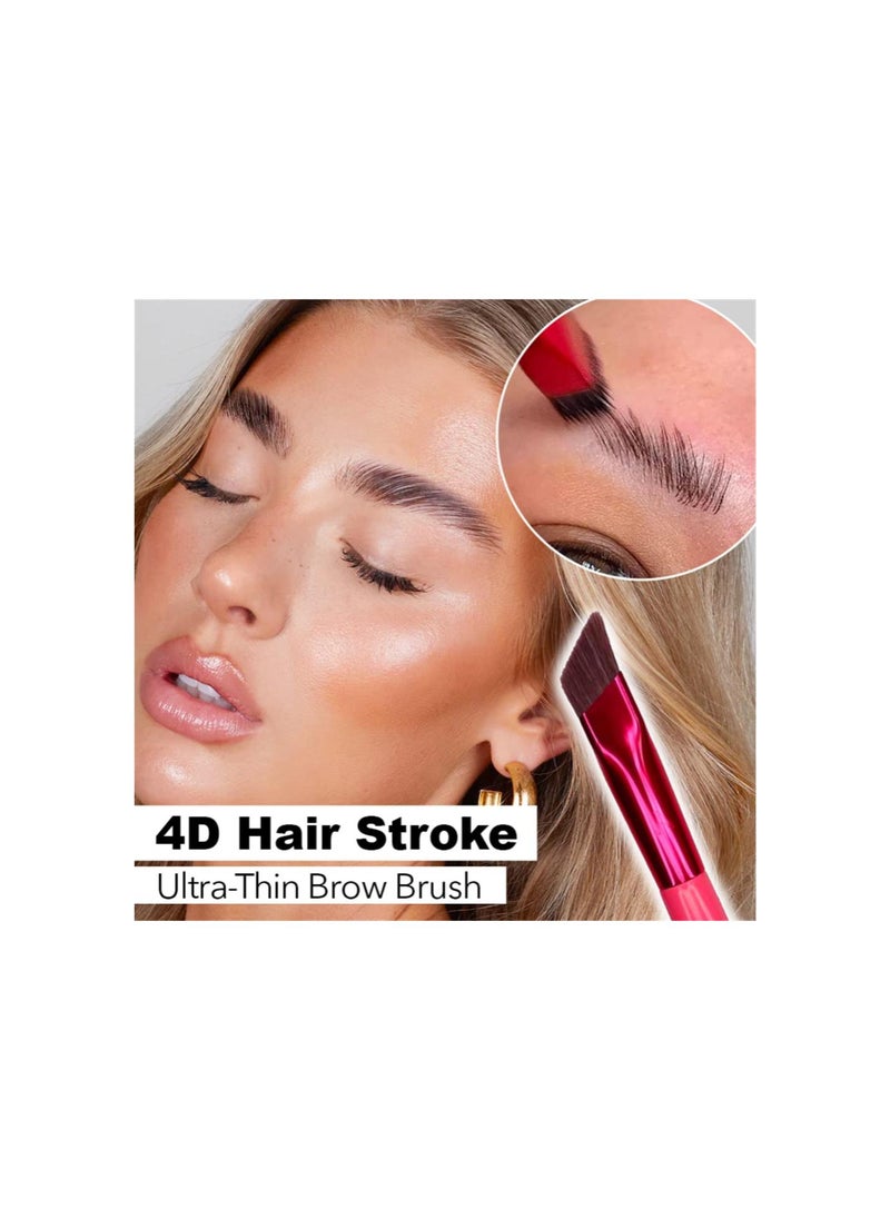 Generic - 4D Hair Stroke Brow Stamp Brush, Realistic Eyebrow Brush, Multi Function Eyebrow Brush,Eye Brow Concealer Contour Brush,Professional Angled Makeup Brushes with Brow Gel (Dark Brown) - Image 1