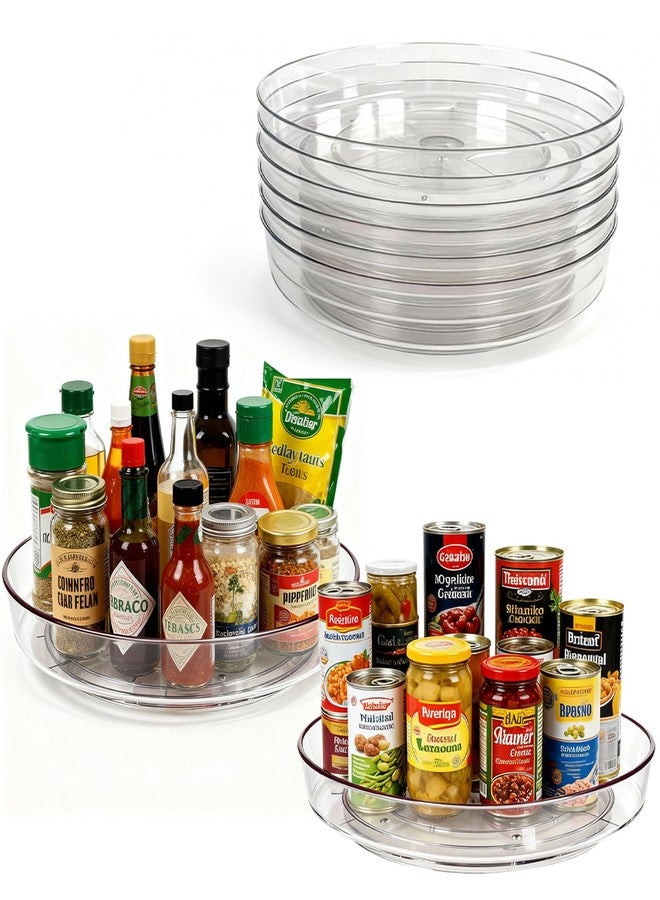 MiraFure 8 Pack Lazy Susan 10 inch Turntable for Spice Organization | Clear BPA-Free Plastic Rotating Organizer for Kitchen Cabinet, Pantry, Countertop, Fridge | 360-Degree Rotating Base - Image 1