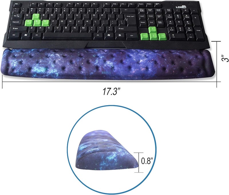 BRILA Memory Foam Mouse & Keyboard Wrist Rest Support Pad Cushion Set for Computer, Laptop, Office Work, PC Gaming - Massage Holes Design - Easy Typing Wrist Pain Relief (Nebula) - Image 3