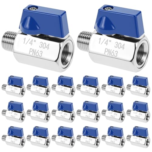 QWORK Stainless Steel Mini Ball Valve 14 NPT 20 Pcs Female Male Valves SUS304 Body DoubleSeal - Image 1