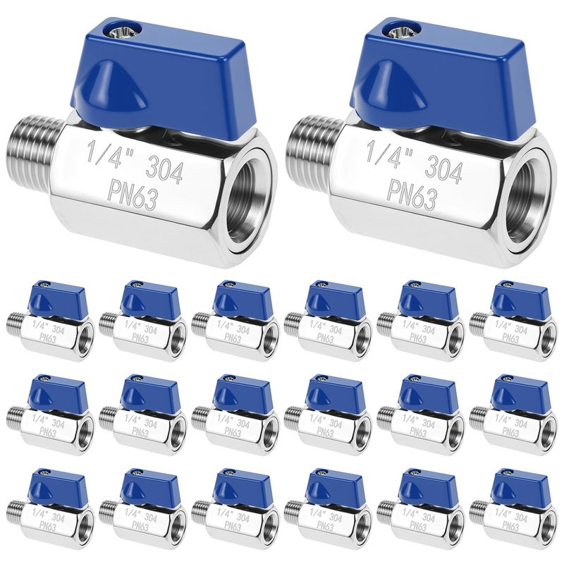 QWORK Stainless Steel Mini Ball Valve 14 NPT 20 Pcs Female Male Valves SUS304 Body DoubleSeal - Image 2