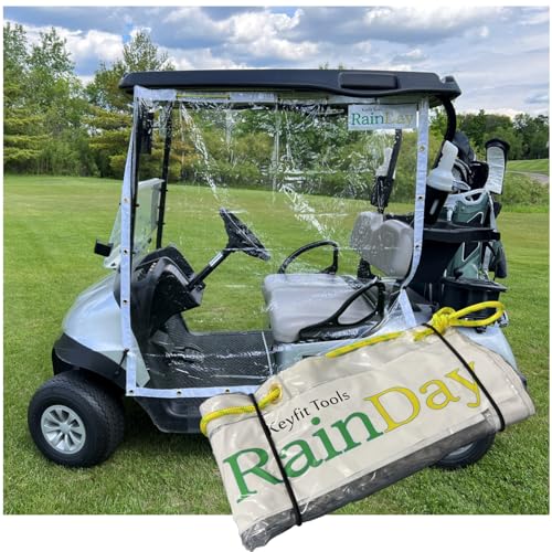 Keyfit Tools RainDay Golf Cart Rain Cover 1 Side Panel Door Shield Fast Easy On Off Portable Storable for Use On Golf Carts Fold Away Roll Up Driver Or Passenger Side Rain Wind Blocker - Image 1