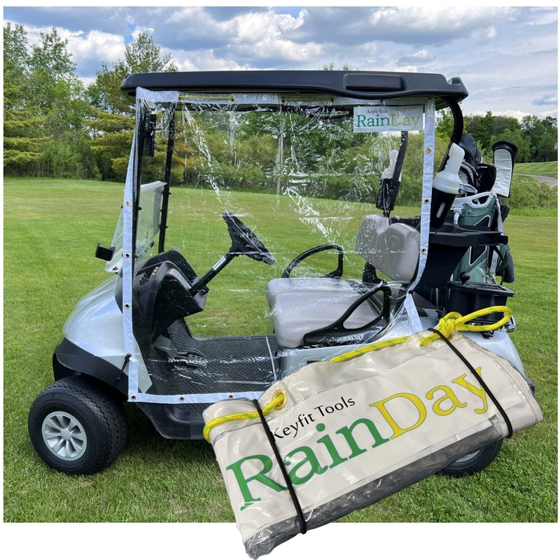 Keyfit Tools RainDay Golf Cart Rain Cover 1 Side Panel Door Shield Fast Easy On Off Portable Storable for Use On Golf Carts Fold Away Roll Up Driver Or Passenger Side Rain Wind Blocker - Image 2