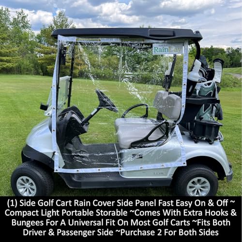 Keyfit Tools RainDay Golf Cart Rain Cover 1 Side Panel Door Shield Fast Easy On Off Portable Storable for Use On Golf Carts Fold Away Roll Up Driver Or Passenger Side Rain Wind Blocker - Image 3