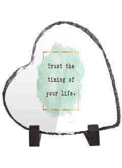 Protective Printed White Heart Shape Marble Photo Frame for Table Top Trust The Timing Of Your Life