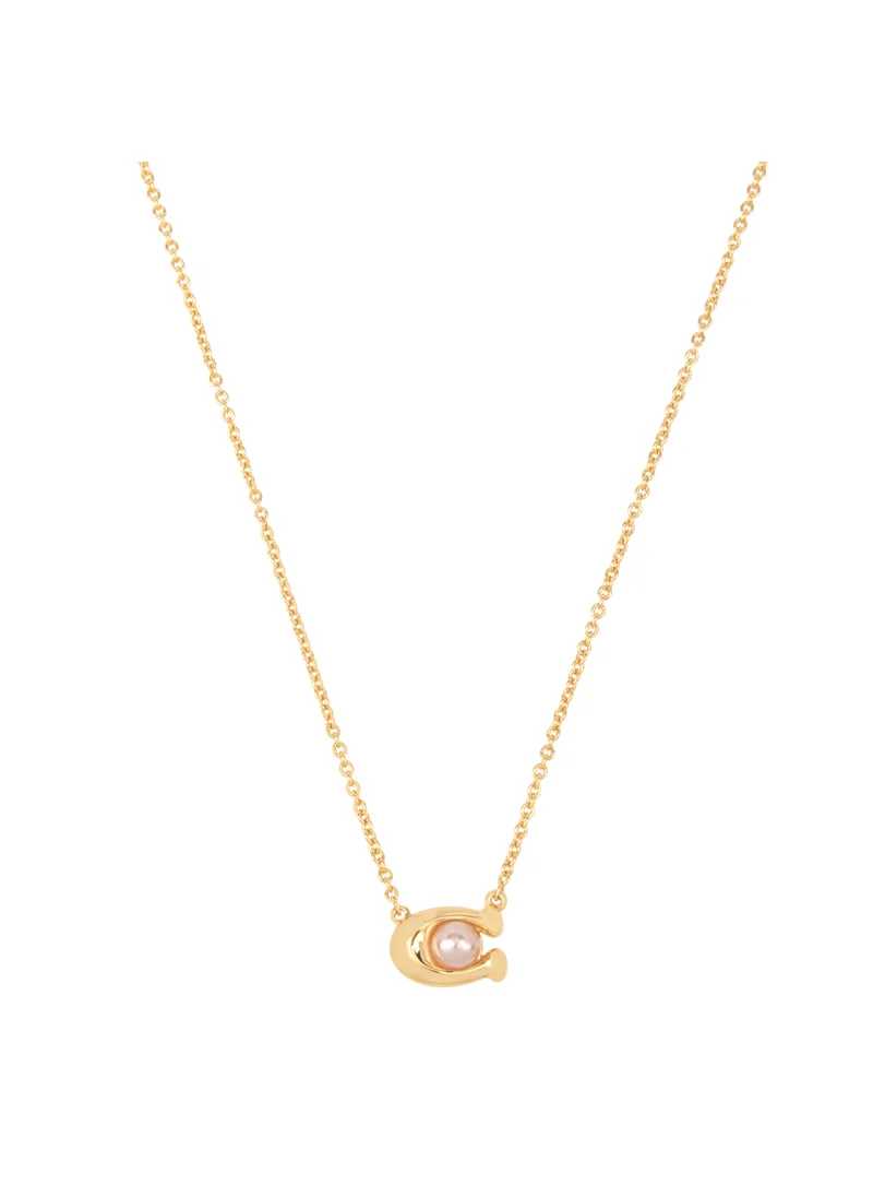 COACH Pearl Signature C Pendant Necklace