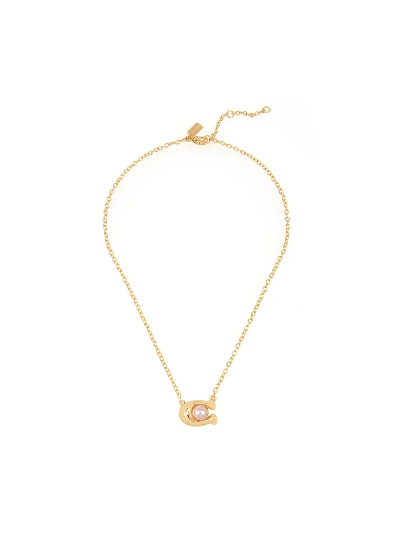 COACH Pearl Signature C Pendant Necklace