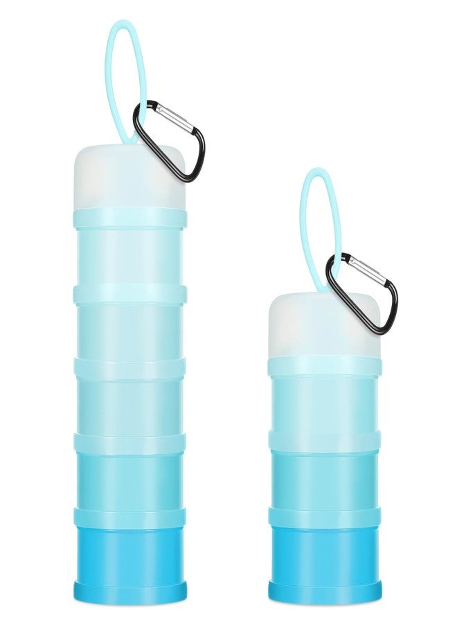 Baderke 2 Pcs Protein Powder Containers with Funnels Stand, 5 and 3 Layers Stackable Powder Supplement Travel Container Formula Organizer Storage Powders Holder for Travel Workout Fitness(Blue) - Image 1