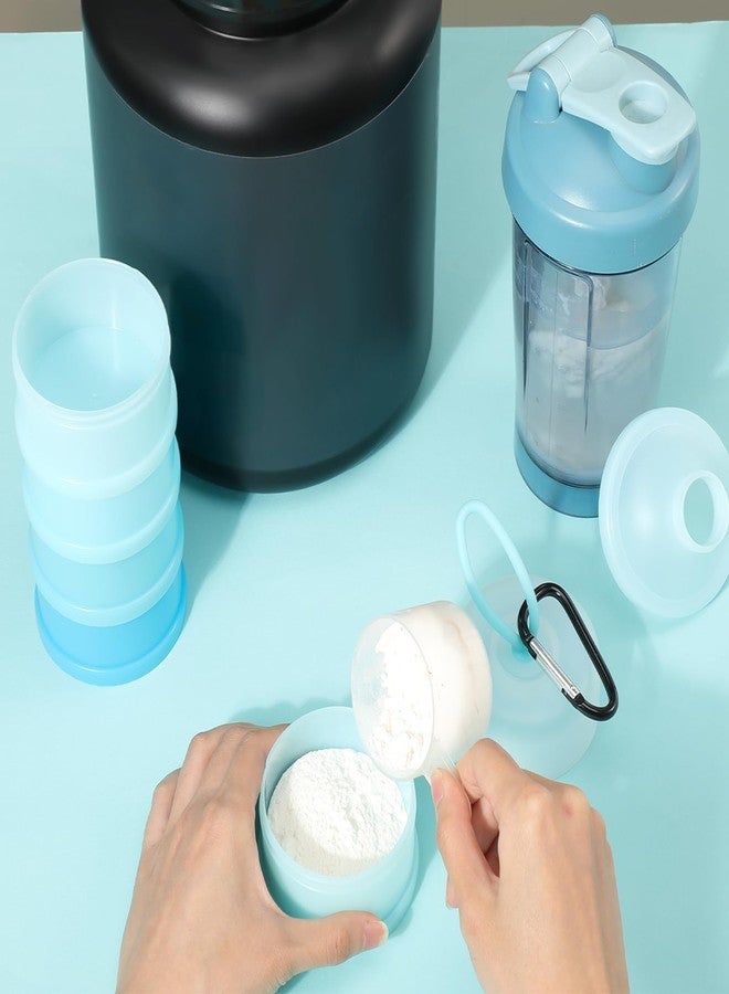 Baderke 2 Pcs Protein Powder Containers with Funnels Stand, 5 and 3 Layers Stackable Powder Supplement Travel Container Formula Organizer Storage Powders Holder for Travel Workout Fitness(Blue) - Image 5