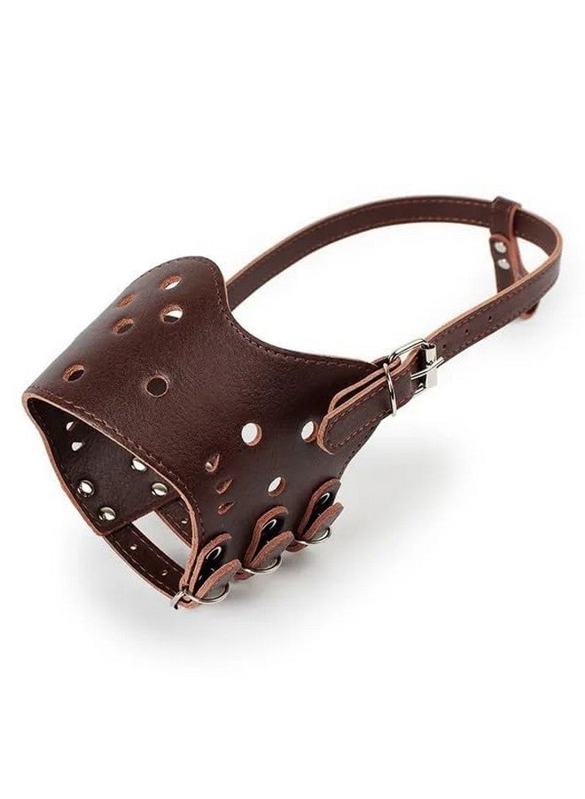 كمامة جلدية للكلاب، مريحة وآمنة ومضادة للنباح، قابلة للتنفس وقابلة للتعديل، تسمح بالشرب واللهاث، تستخدم مع الأطواق (متوسطة) - Image 1