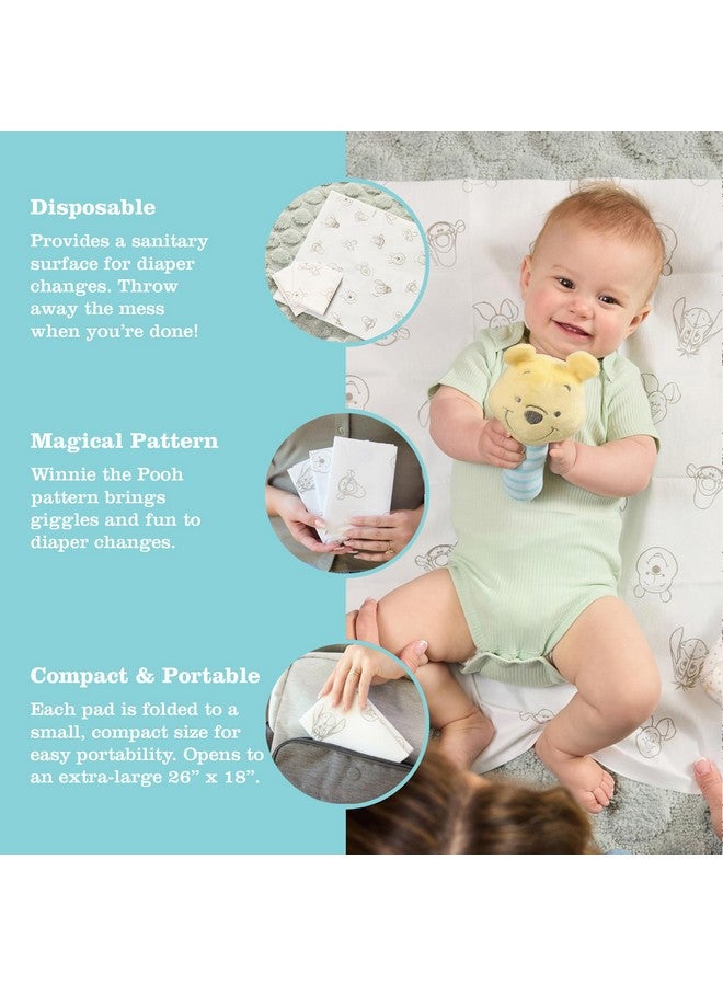 J.L. Childress Disney Baby by J.L. Childress Disposable Changing Pads for Baby - Diaper Changing Table Covers, Travel Essentials for Babies, Absorbent Liner Pads, Leak-Resistant, 26"x18" - Winnie The Pooh, 24 Count - Image 2