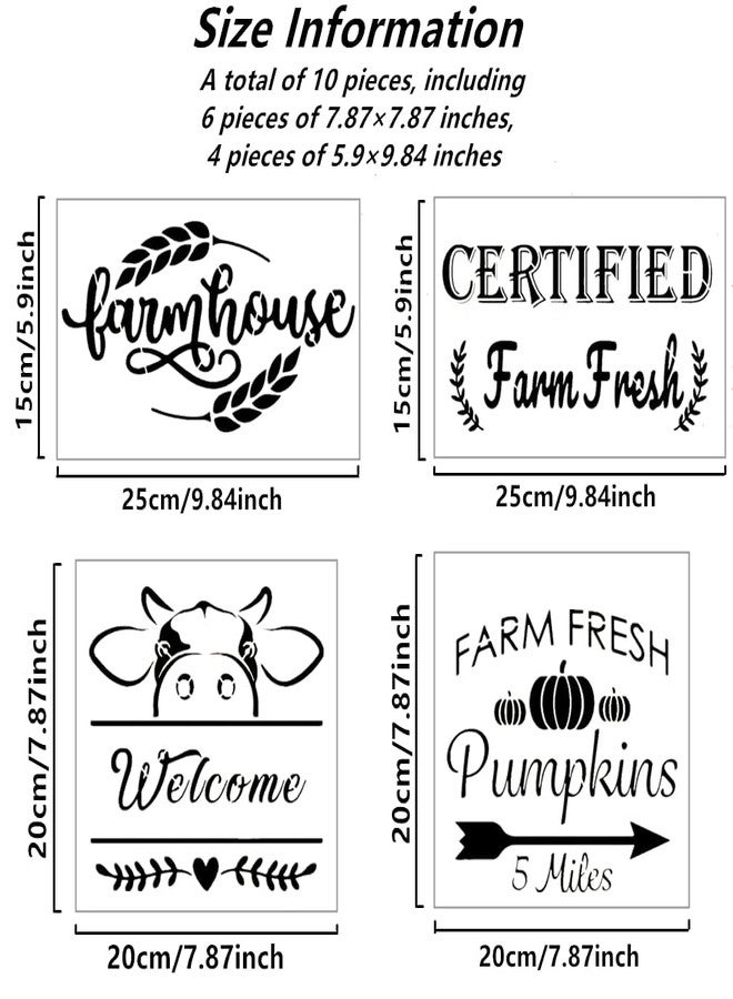 Devasya Crafts 10 Pieces Farm Reusable Stencils Farmhouse Stencils Farm Theme for Painting, Furniture, Wood Signs, Crafts, Wall,2 Sizes and 10 Patterns - Image 2