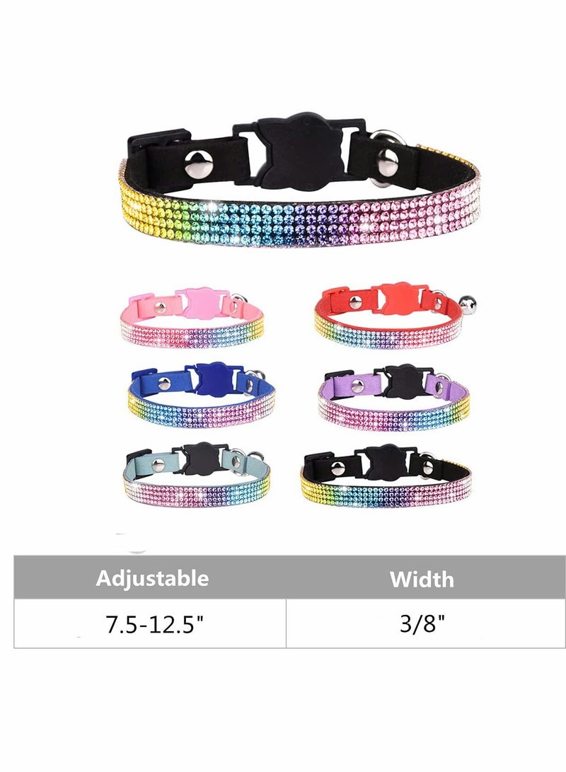 Cat Collar Adjustable Cat Collar Breakaway Cat Collar Bling Diamond Rhinestone with Bell Adjustable for Cats and Kitten F M (Pink) - Image 3