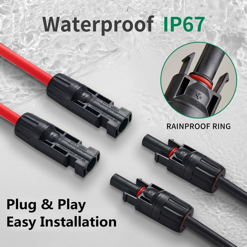 SOYAN Solar Connectors Y Branch Parallel Adapter 10AWG Cable for Solar Panel (Red & Black) - Image 5