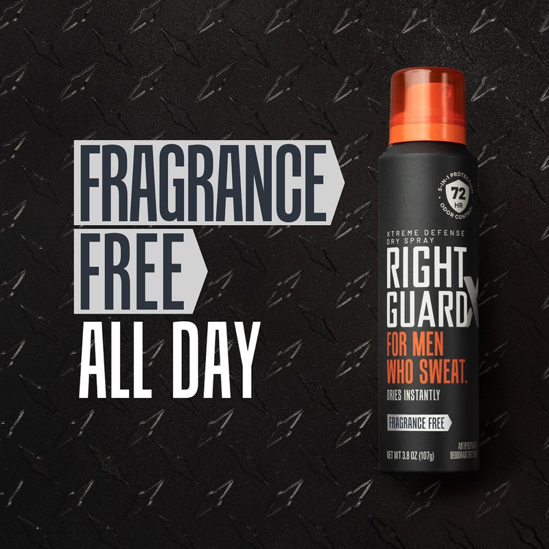Right Guard سبراي مضاد للتعرق ومزيل عرق رايت غارد إكستريم ديفينس، مزيل عرق جاف 5 في 1 للرجال، يمنع التعرق لمدة 2X أطول، تحكم في الرائحة لمدة 72 ساعة، خالي من العطور، 3.8 أونصة (3 عبوات) - Image 4