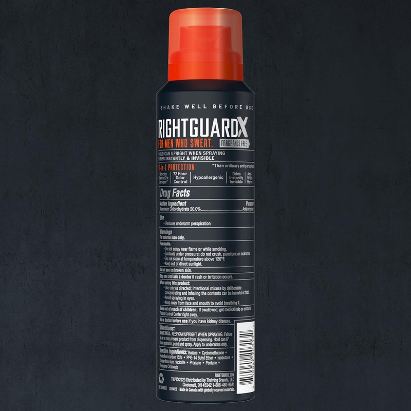 Right Guard سبراي مضاد للتعرق ومزيل عرق رايت غارد إكستريم ديفينس، مزيل عرق جاف 5 في 1 للرجال، يمنع التعرق لمدة 2X أطول، تحكم في الرائحة لمدة 72 ساعة، خالي من العطور، 3.8 أونصة (3 عبوات) - Image 5