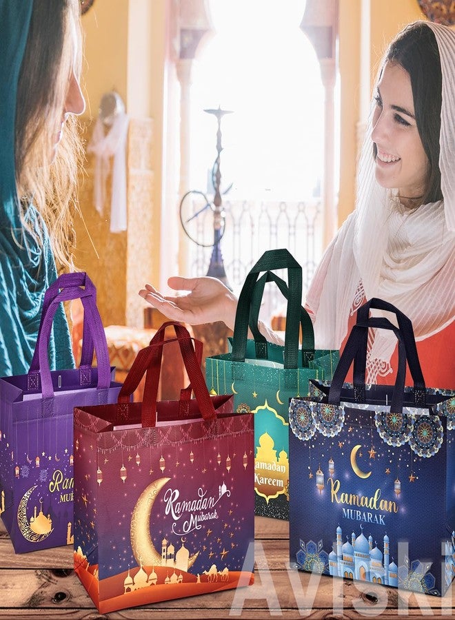 Aviski ٢٤ كيس هدايا قابل لإعادة الاستخدام لرمضان مبارك، بأحجام متنوعة، أكياس هدايا بمقابض، أكياس حفلات رمضان مبارك، أكياس عيد متعددة الاستخدامات غير منسوجة لتغليف الهدايا، لوازم حفلات رمضان كريم - Image 2