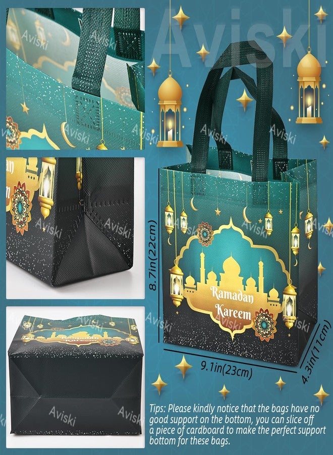 Aviski ٢٤ كيس هدايا قابل لإعادة الاستخدام لرمضان مبارك، بأحجام متنوعة، أكياس هدايا بمقابض، أكياس حفلات رمضان مبارك، أكياس عيد متعددة الاستخدامات غير منسوجة لتغليف الهدايا، لوازم حفلات رمضان كريم - Image 3