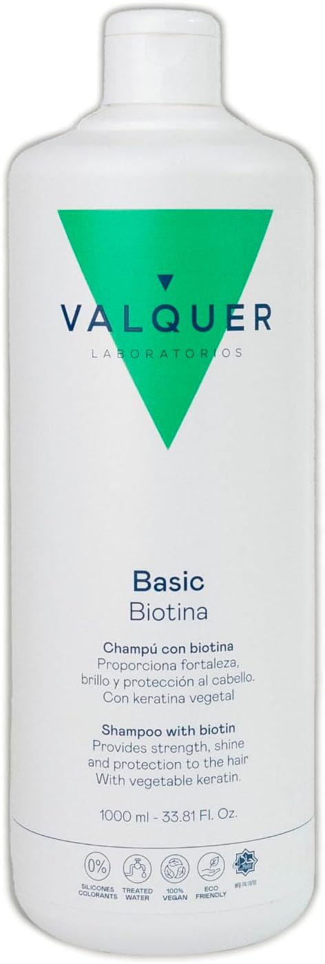 VALQUER Revitalizing Shampoo with Biotin Keratin Strengthening AntiHair Loss Formula Promotes Hair Growth Volume Shine with Vitamin B7 Vegan Professional Hair Care 1L