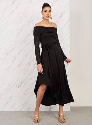 Off-Shoulder Midi Dress