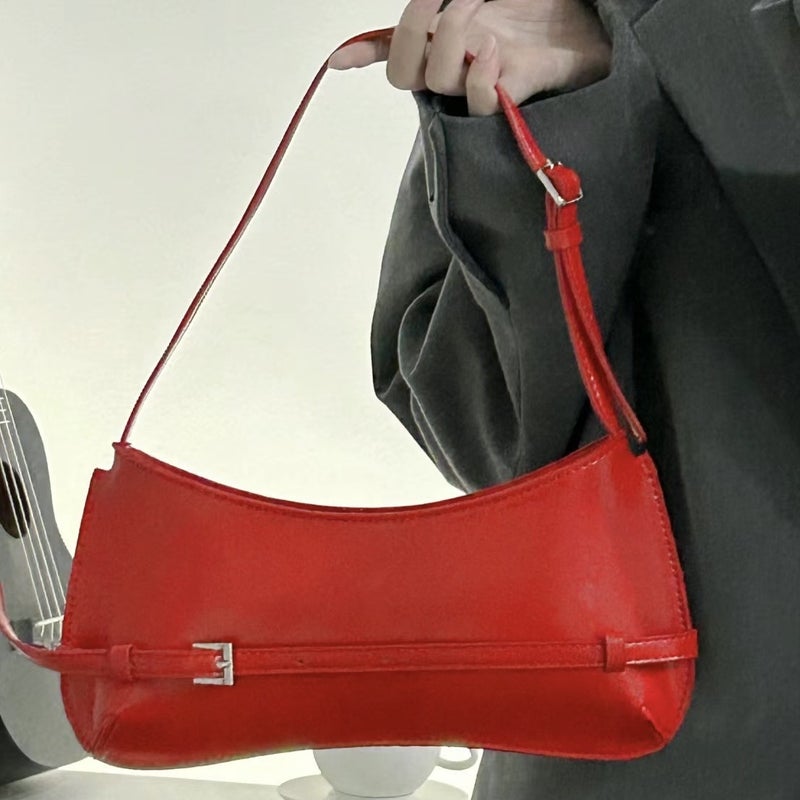 2024 Chic French Baguette Shoulder Bag Red Red - Image 2