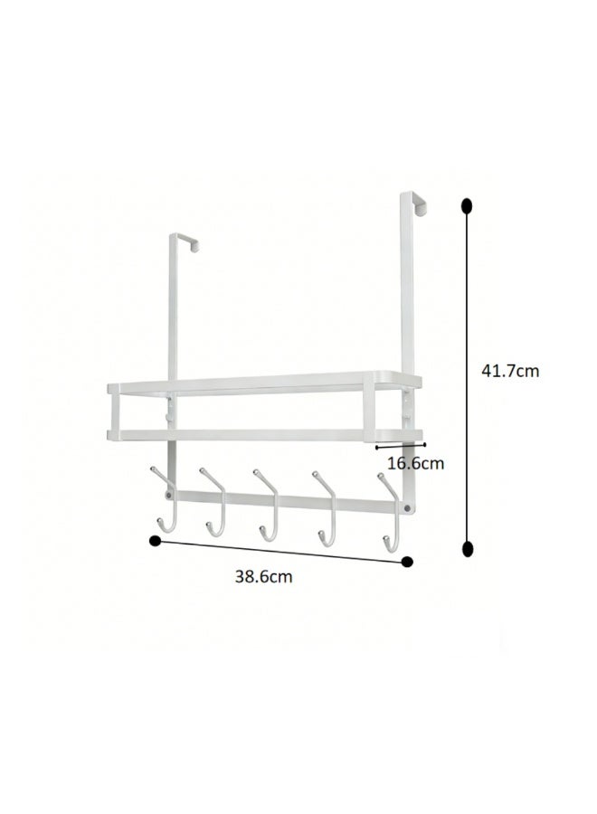 Smart Storage ⭐Over The Door 2-Layer Hanger with Hooks – Carbon Steel Door Organizer Rack for Clothes, Bags & Towels – Space Saving Storage Shelf White. - Image 5