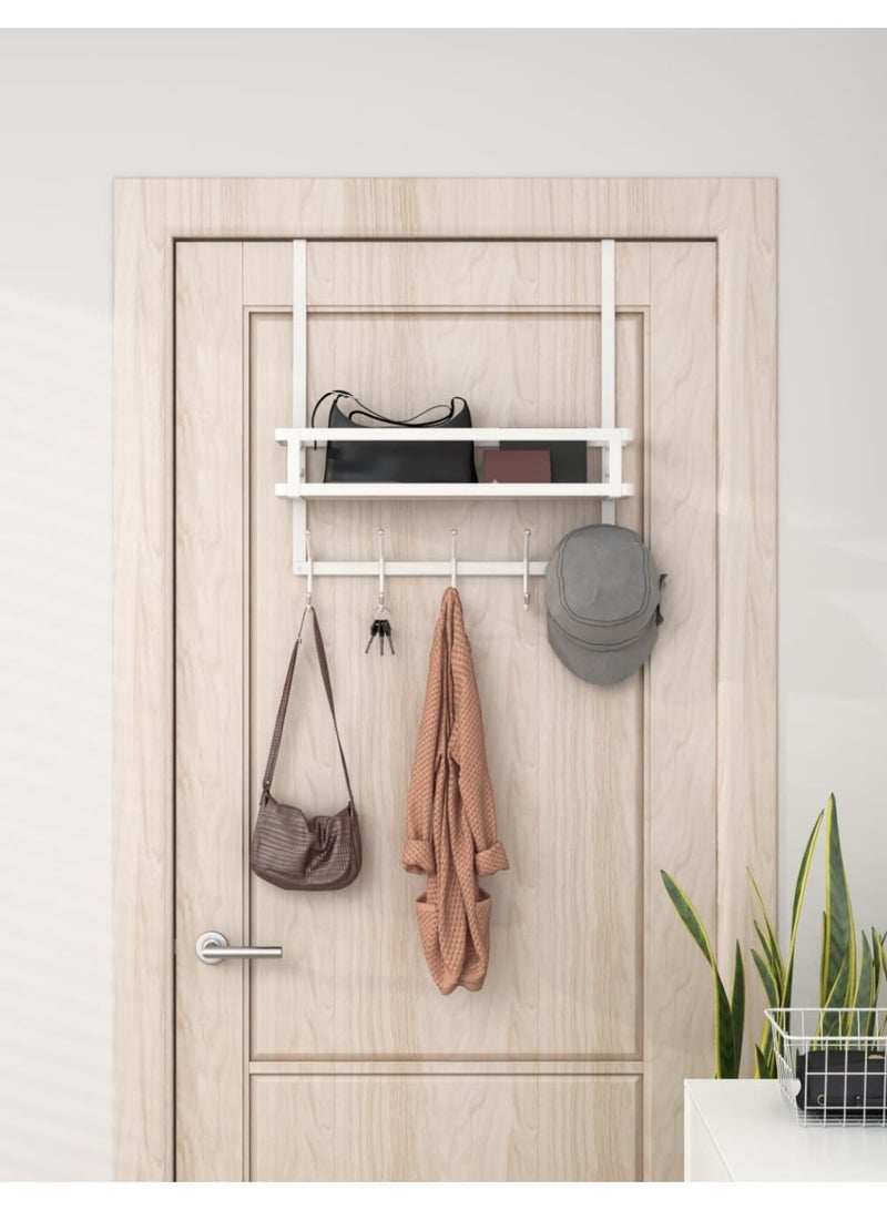 Smart Storage ⭐Over The Door 2-Layer Hanger with Hooks – Carbon Steel Door Organizer Rack for Clothes, Bags & Towels – Space Saving Storage Shelf White. - Image 3