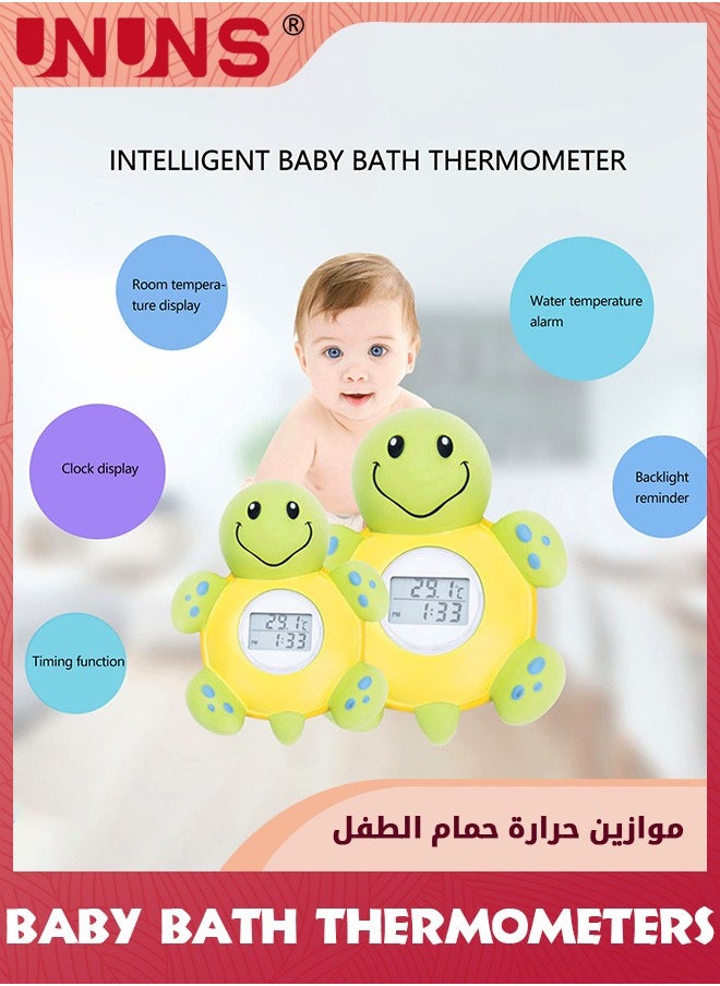 ميزان حرارة حمام الأطفال، ميزان حرارة على شكل سلحفاةCute لحمام الأطفال، ميزان حرارة لسلامة الحمام مع مفتاح استشعار تلقائي للماء، تحذير درجة حرارة LED، ذكي ودقيق