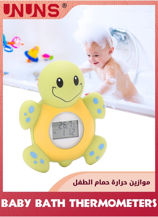 ميزان حرارة حمام الأطفال، ميزان حرارة على شكل سلحفاةCute لحمام الأطفال، ميزان حرارة لسلامة الحمام مع مفتاح استشعار تلقائي للماء، تحذير درجة حرارة LED، ذكي ودقيق