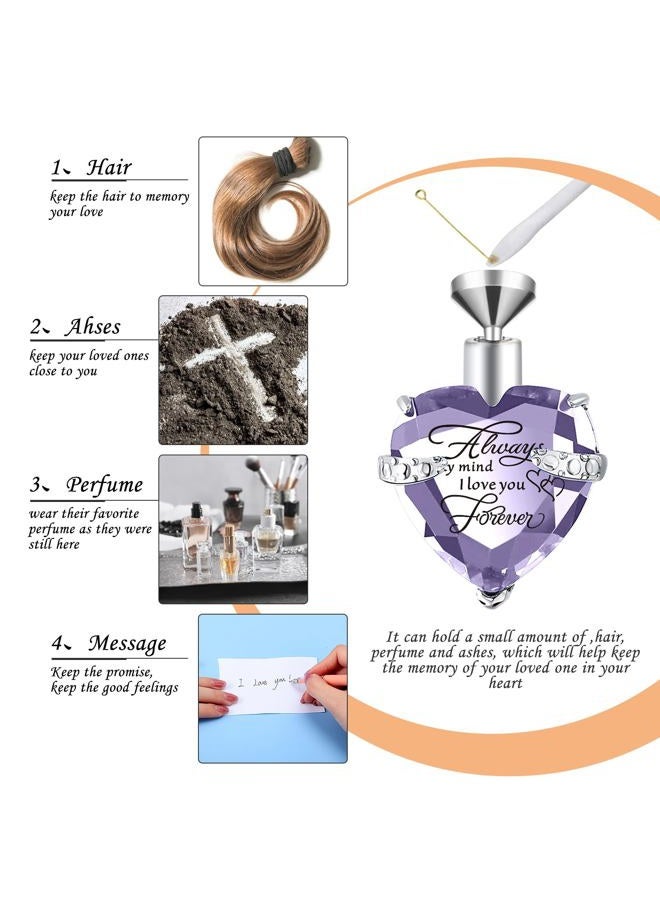 Fumete 5 Pcs Urn Necklace for Ashes Cremation Keepsake Necklace for Ashes of Loved Heart Cross Cubic Stainless Steel Memorial Locket Urn Keepsake Jewelry for Women Men, 5 Styles, 4.72 inches - Image 5