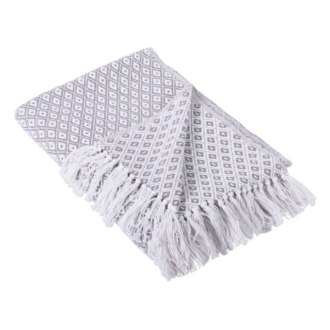 GLOBAL MINI DIAMOND WOVEN THROW 50X60 GRAY