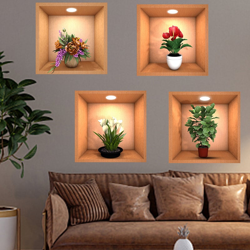 Ofer Potted Plant Illustration Decorative Stickers Wall Stickers Self-Adhesive N1076 Removable Pvc Living Room Wall Stickers - Image 4