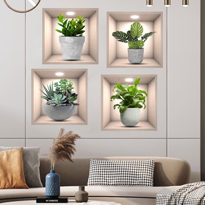 Ofer Potted Plant Illustration Decorative Stickers Wall Stickers Self-Adhesive N1076 Removable Pvc Living Room Wall Stickers - Image 2
