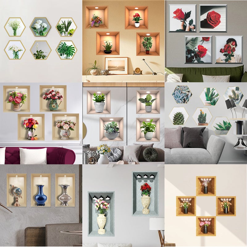 Ofer Potted Plant Illustration Decorative Stickers Wall Stickers Self-Adhesive N1076 Removable Pvc Living Room Wall Stickers - Image 3