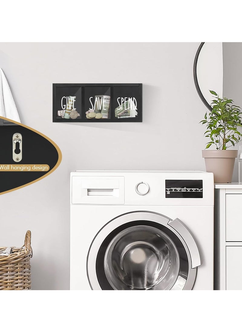 Relex Wooden Piggy Bank for Adults Kids, Money Saving Box, Sturdy Money Saving Jar for Cash Coin, Visualized Piggy Bank for Bedroom, Living Room, Laundry Room, Countertop, Box for Change Storage(Black) - Image 4