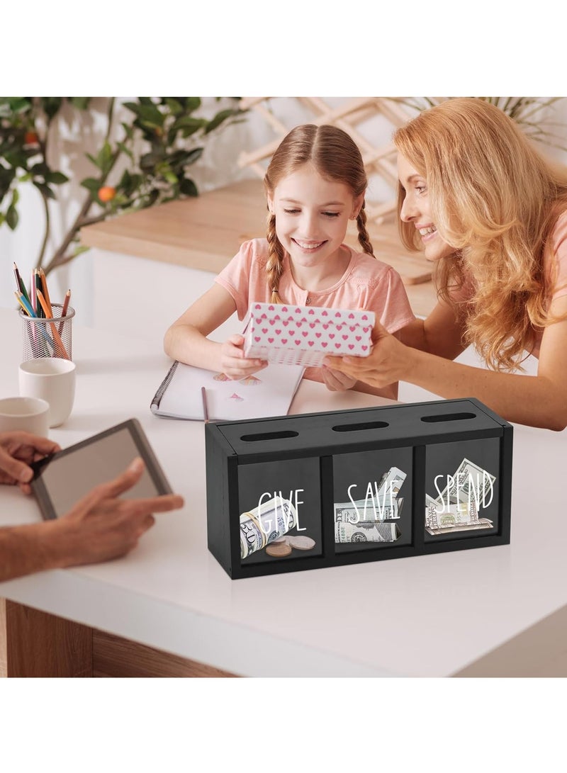 Relex Wooden Piggy Bank for Adults Kids, Money Saving Box, Sturdy Money Saving Jar for Cash Coin, Visualized Piggy Bank for Bedroom, Living Room, Laundry Room, Countertop, Box for Change Storage(Black) - Image 5