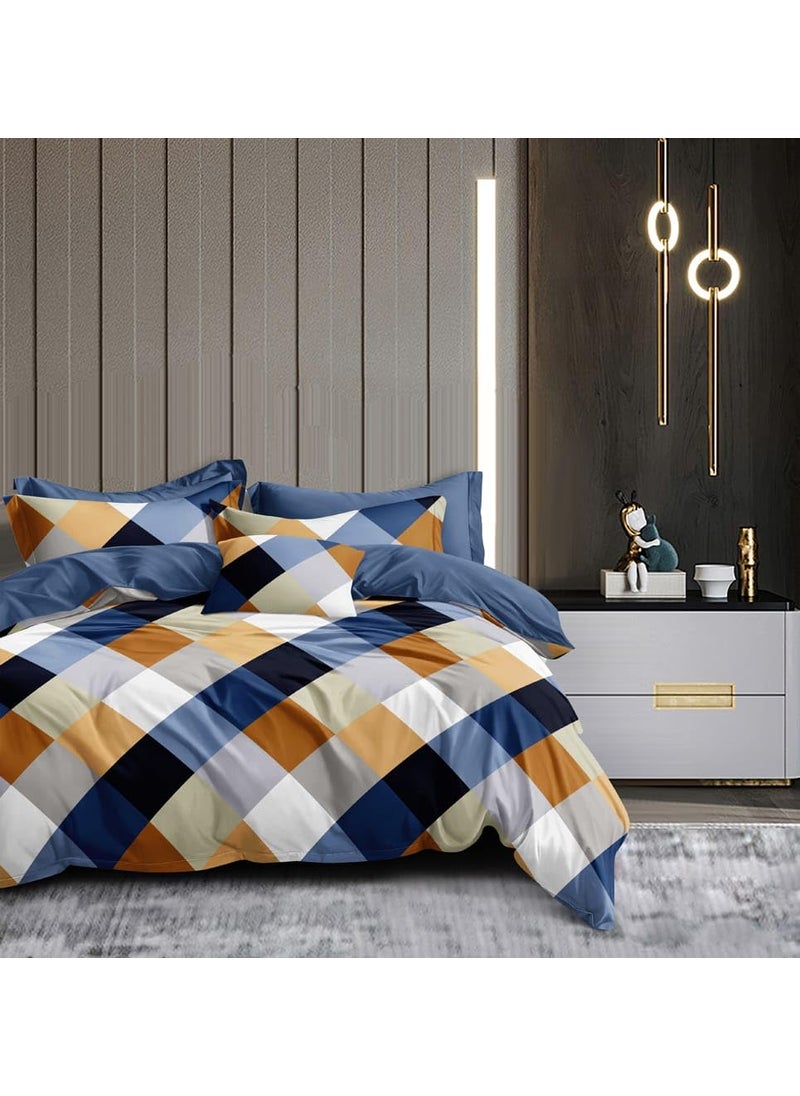 Laying Style Laying Style 300TC Microfiber Glace Cotton AC Comforter Set King Size Double Bed with 1 Flat bedsheet90x100 inch and 2 Pillow Covers II 4 pc Bedding SetMulticolor  - Image 1