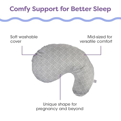 Boppy Cuddle Pregnancy Pillow - Compact Ergonomic Maternity Pillow, Versatile Support, Great Side Sleeper Pillow, Washable, with Cooling Rayon Cover - Gray Basket Weave - Image 4