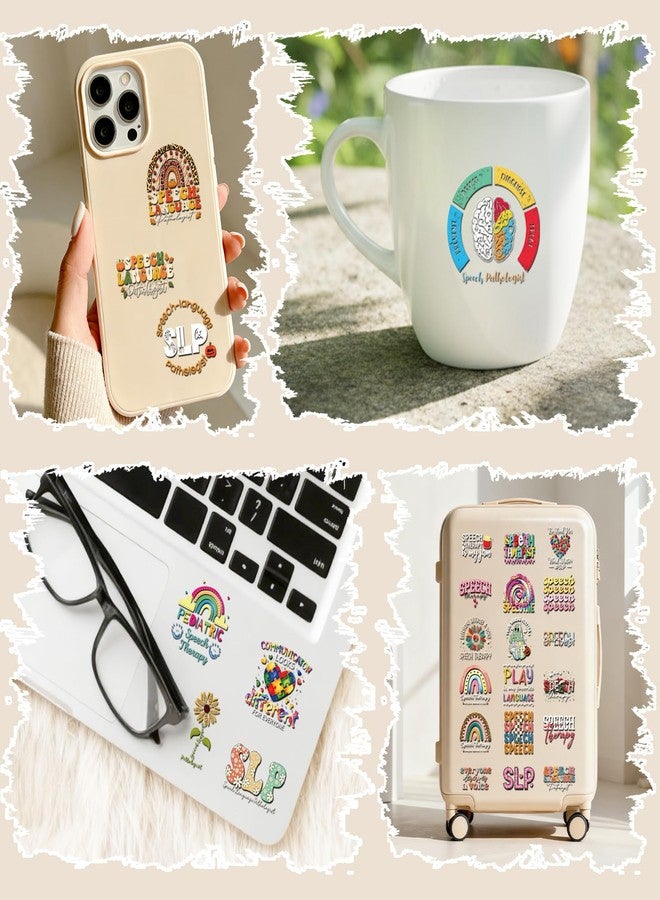 Eclazul SLP Speech Therapy Stickers - 100 Pcs Language Pathologist Gifts Bulk for Adults Women Students Cute Waterproof Aesthetic Heart Decals for Scrapbook Journal Book Planner Laptop Water Bottle - Image 4