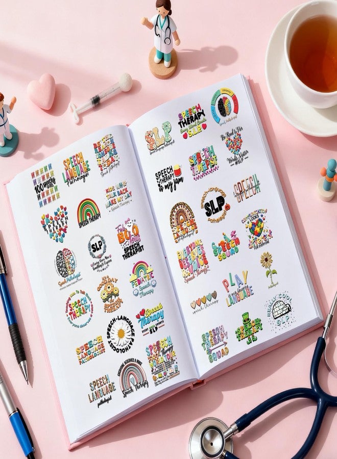 Eclazul SLP Speech Therapy Stickers - 100 Pcs Language Pathologist Gifts Bulk for Adults Women Students Cute Waterproof Aesthetic Heart Decals for Scrapbook Journal Book Planner Laptop Water Bottle - Image 5