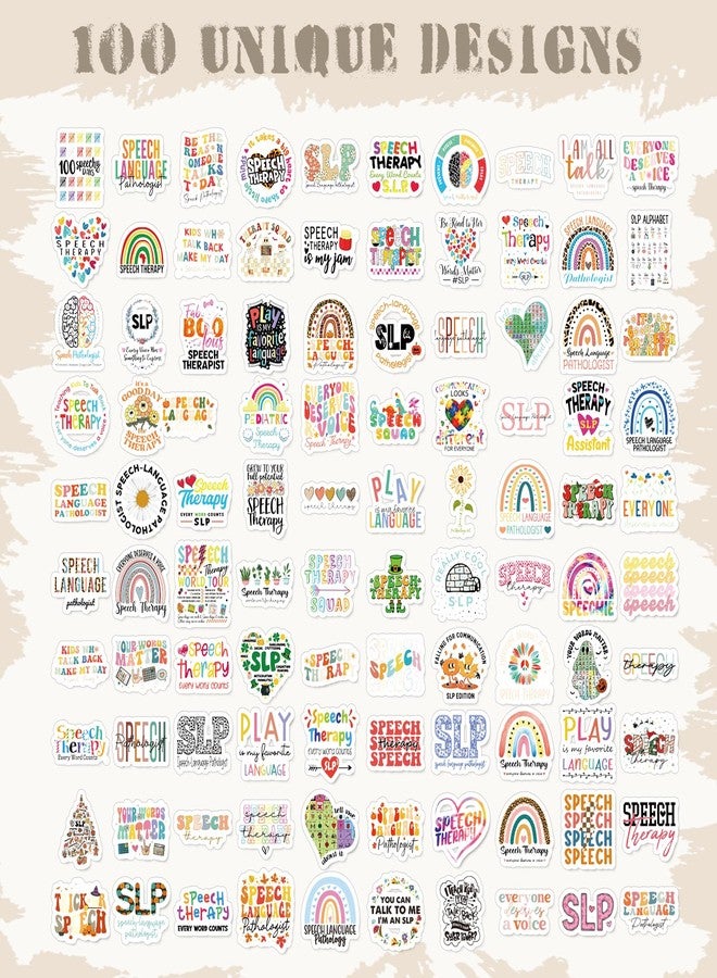 Eclazul SLP Speech Therapy Stickers - 100 Pcs Language Pathologist Gifts Bulk for Adults Women Students Cute Waterproof Aesthetic Heart Decals for Scrapbook Journal Book Planner Laptop Water Bottle - Image 3
