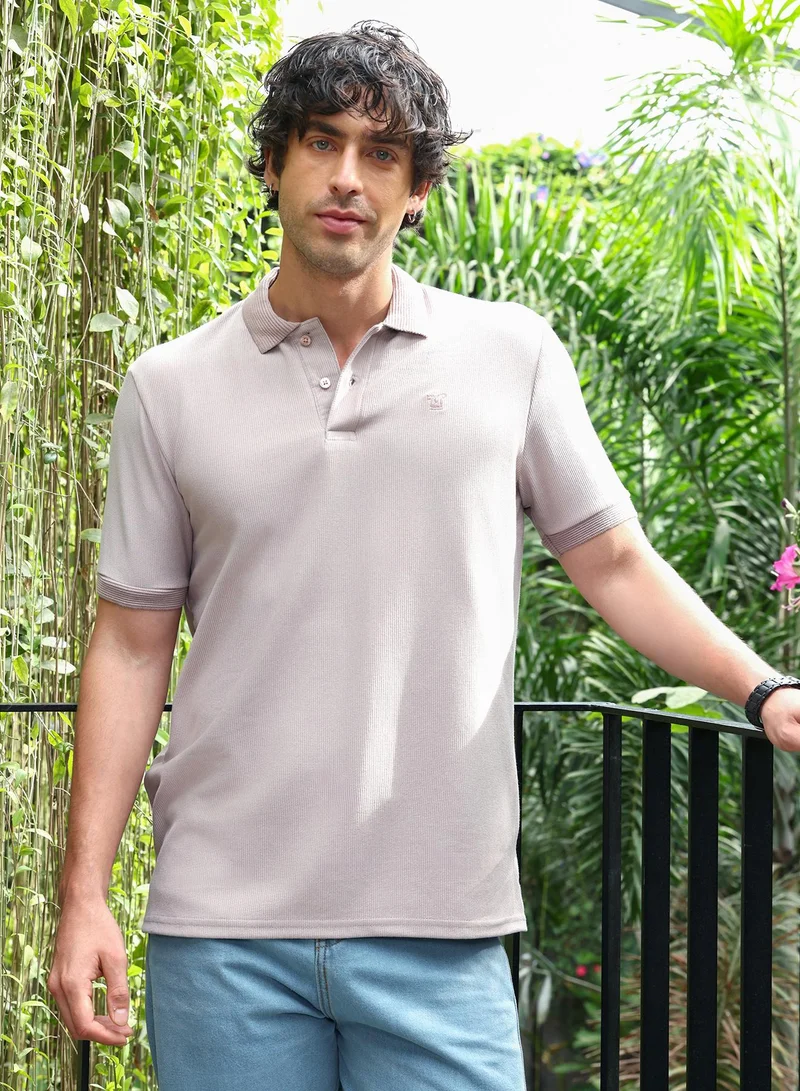 كامبوس سوترا تيشيرت بولو رجالي سادة بياقة مضلعة