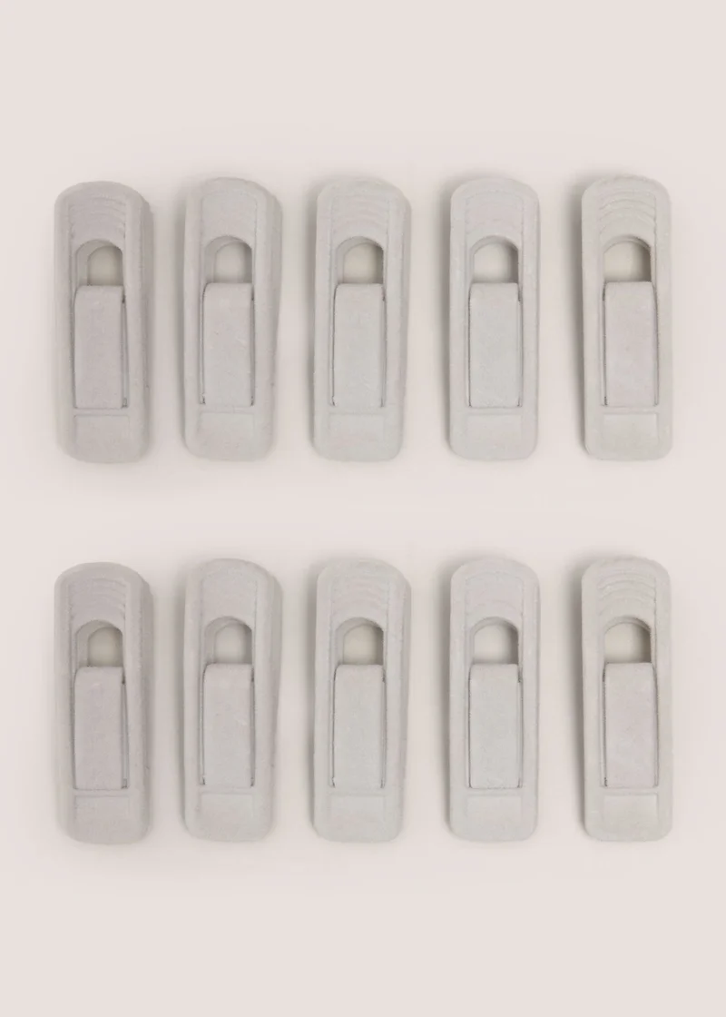 Matalan Grey 10 Pack Velvet Hanger Clips