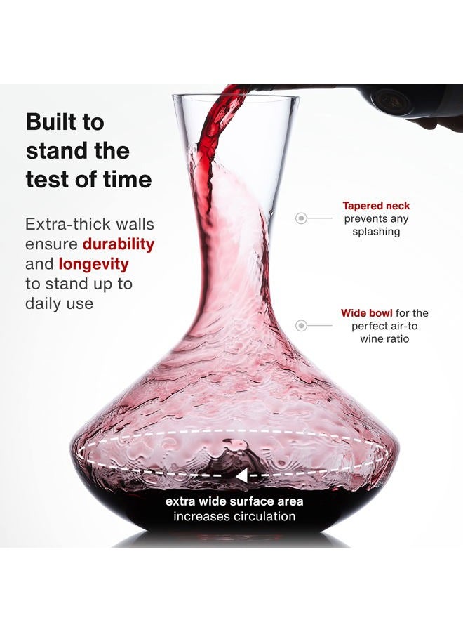 Vintorio Citadel Wine Decanter - Artisanally Hand Blown Lead-Free Crystal Glass - Premium Red and White Wine Carafe Set with Aerating Punt and Silicone Stopper - Image 4