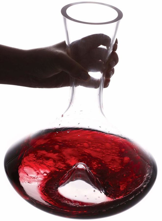 Vintorio Citadel Wine Decanter - Artisanally Hand Blown Lead-Free Crystal Glass - Premium Red and White Wine Carafe Set with Aerating Punt and Silicone Stopper - Image 1